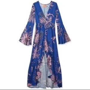 Maaji Vibrant Blue and Pink Bell Sleeve Dress and Coverup
